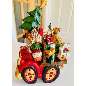 Vintage David Frykman Toy Music Box Santa Truck Christmas Tree 3D 1999